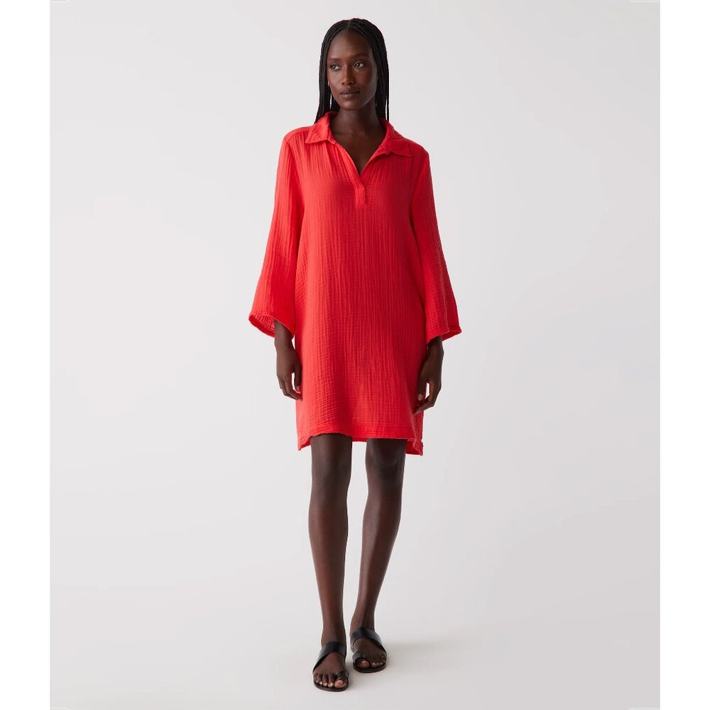 NEW Michael Stars Kini Tunic Dress Cotton Double Gauze Spritz Red Small